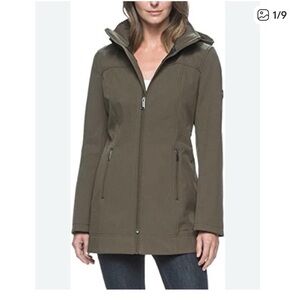 Andrew Marc Water Repellent Women’s Green Hooded Zip Up, Outdoor, Jacket Sz L